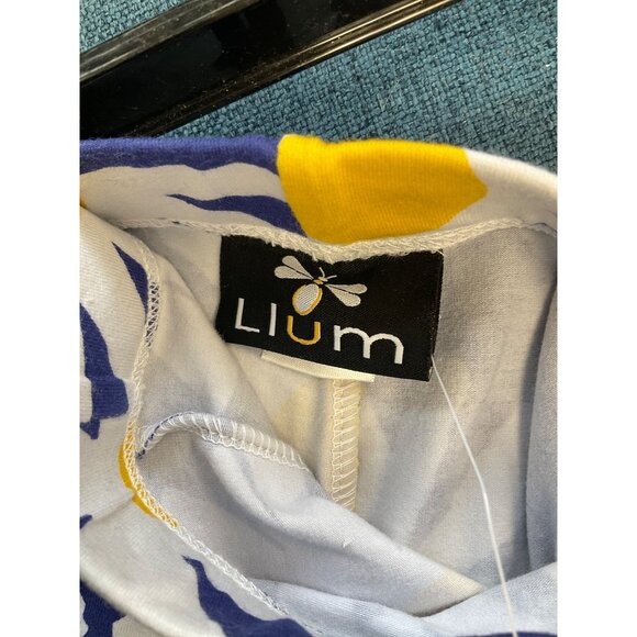 Llum Daisy Print Blue & White Leggings - Stretchy Cotton Blend Size 2T - Picture 6 of 7